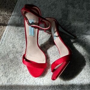 Betsey Johnson Blue Collection - Red Satin Strappy heels
